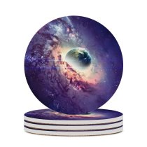 yanfind Ceramic Coasters (round) Vadim Sadovski Space  Nebula Galaxy Milky Way  Purple Cosmos Planet Family Game Intellectual Educational Game Jigsaw Puzzle Toy Set