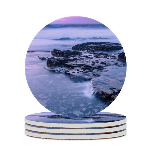 yanfind Ceramic Coasters (round) Coastline Dusk Galicia Dawn Relaxation Sea Spain Landscape Beach Dark Sky Storm Family Game Intellectual Educational Game Jigsaw Puzzle Toy Set