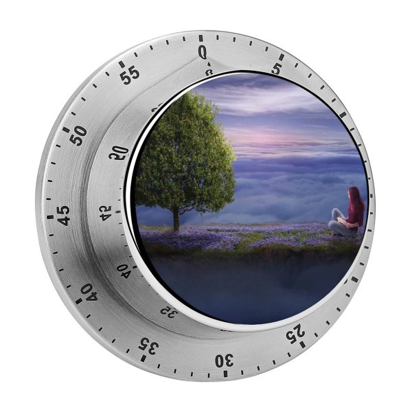 yanfind Timer Fantasy Girl Dream Surreal Floating Lone Tree Above Clouds Sunrise 60 Minutes Mechanical Visual Timer
