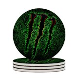 yanfind Ceramic Coasters (round) Green Claws on Black Background Family Game Intellectual Educational Game Jigsaw Puzzle Toy Set