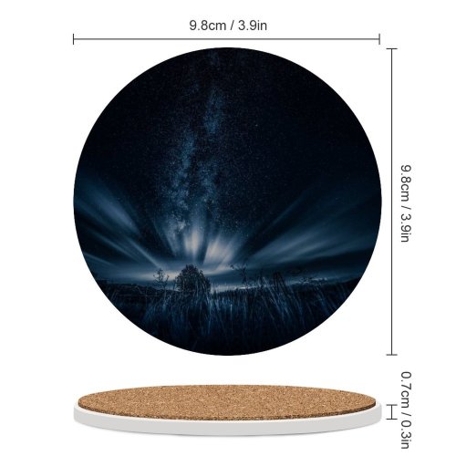 yanfind Ceramic Coasters (round) Grafixart Black Dark Starry Sky Northern Lights Dark Night Landscape Family Game Intellectual Educational Game Jigsaw Puzzle Toy Set