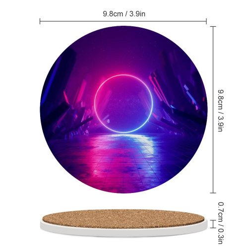 yanfind Ceramic Coasters (round) SciFi Neon Light Ring  Mediapad Family Game Intellectual Educational Game Jigsaw Puzzle Toy Set