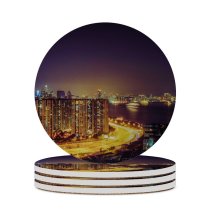yanfind Ceramic Coasters (round) Nattu Adnan Quarry Bay Park Hong Kong City Cityscape Night Time City Family Game Intellectual Educational Game Jigsaw Puzzle Toy Set
