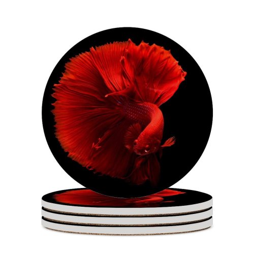yanfind Ceramic Coasters (round) Black Dark Fish Underwater Family Game Intellectual Educational Game Jigsaw Puzzle Toy Set