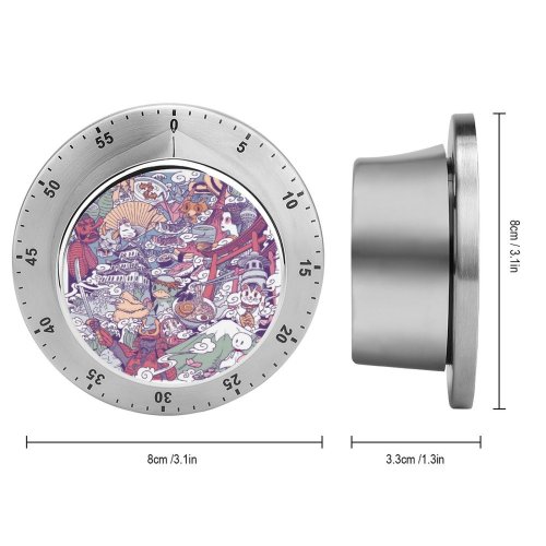 yanfind Timer Japanese Cultures Raccoon Ramen Fan Samurai Monster Dog Manga Mural Sky Kimono 60 Minutes Mechanical Visual Timer
