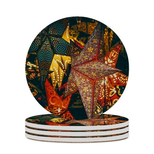 yanfind Ceramic Coasters (round) Black Dark Celebrations Christmas Christmas Lights  Christmas Decoration Dark Beautiful Family Game Intellectual Educational Game Jigsaw Puzzle Toy Set