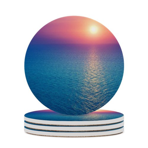 yanfind Ceramic Coasters (round) Sunrise Seascape Horizon Ocean Sky Morning Light Family Game Intellectual Educational Game Jigsaw Puzzle Toy Set