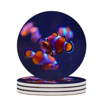 yanfind Ceramic Coasters (round) Clownfish Aquarium Underwater Family Game Intellectual Educational Game Jigsaw Puzzle Toy Set