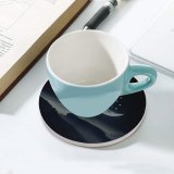 yanfind Ceramic Coasters (round) Alexandra Gruber Black Dark Half   Mountains Night Family Game Intellectual Educational Game Jigsaw Puzzle Toy Set