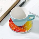 yanfind Ceramic Coasters (round) Abstract Colorful Triangles Gradients Polygonal Family Game Intellectual Educational Game Jigsaw Puzzle Toy Set
