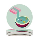 yanfind Ceramic Coasters (round) Space  Buoy East Drop Ideas Landscape Waterfall Dimensional Area River Continent Family Game Intellectual Educational Game Jigsaw Puzzle Toy Set