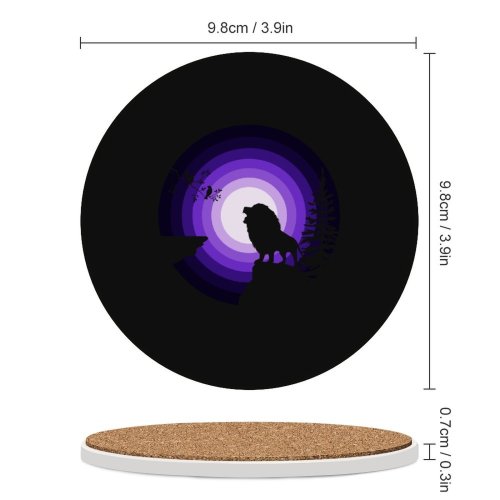 yanfind Ceramic Coasters (round) Suryapraveen Black Dark Minimal Lion Roaring Silhouette  Night Purple Family Game Intellectual Educational Game Jigsaw Puzzle Toy Set