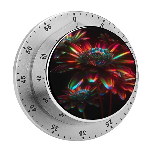 yanfind Timer Stu Ballinger Abstract Flowers Neon Flower CGI Cyberpunk Glowing 60 Minutes Mechanical Visual Timer