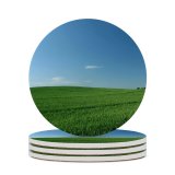 yanfind Ceramic Coasters (round) Summer Spring Field Tree Sky Landscapes Grassland Grass Natural Landscape Meadow Family Game Intellectual Educational Game Jigsaw Puzzle Toy Set