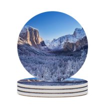 yanfind Ceramic Coasters (round) Destin Yosemite National Park Mountains Winter Sunny Landscape California Family Game Intellectual Educational Game Jigsaw Puzzle Toy Set