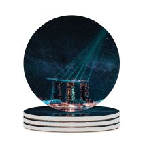yanfind Ceramic Coasters (round) Pang Yuhao Marina Bay Sands Singapore  Night  City Lights Reflection Family Game Intellectual Educational Game Jigsaw Puzzle Toy Set