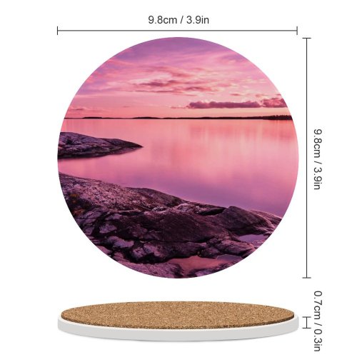 yanfind Ceramic Coasters (round) Visar Neziri Sunset Scenery Lake Rocks Sky Family Game Intellectual Educational Game Jigsaw Puzzle Toy Set