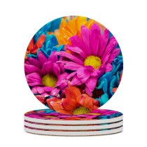yanfind Ceramic Coasters (round) Flowers Dahlia Flowers Colorful Bloom Vibrant Family Game Intellectual Educational Game Jigsaw Puzzle Toy Set