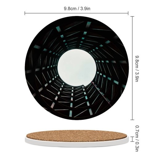 yanfind Ceramic Coasters (round) Black Dark  Architecture Building Sky Tunnel Family Game Intellectual Educational Game Jigsaw Puzzle Toy Set