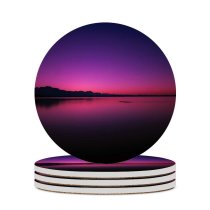 yanfind Ceramic Coasters (round) Travis Blessing Sunset Lake Dusk Purple Sky Reflection Dawn Dark Backlit Family Game Intellectual Educational Game Jigsaw Puzzle Toy Set