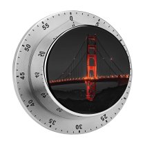 yanfind Timer Black Dark Golden Gate  Night Dark Illuminated  Francisco 60 Minutes Mechanical Visual Timer