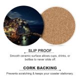 yanfind Ceramic Coasters (round) Dominic Kamp Manarola Town Cinque Terre Night Time Seascape Starry Sky Boats Family Game Intellectual Educational Game Jigsaw Puzzle Toy Set