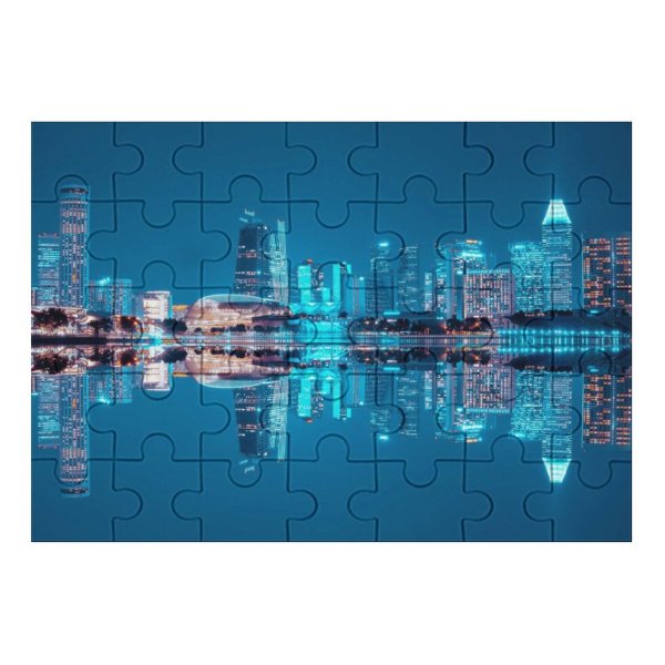 yanfind Picture Puzzle Pang Yuhao City Singapore Hour Night  Cityscape Reflection Symmetrical Skyscrapers Sky Family Game Intellectual Educational Game Jigsaw Puzzle Toy Set