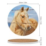 yanfind Ceramic Coasters (round) Horse Fence Portrait Bokeh Family Game Intellectual Educational Game Jigsaw Puzzle Toy Set
