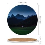 yanfind Ceramic Coasters (round) Forest Mountains Grassland Countryside Starry Sky Sky Scenic Family Game Intellectual Educational Game Jigsaw Puzzle Toy Set