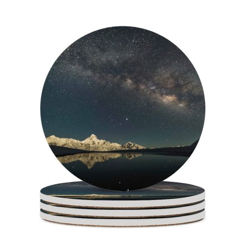 yanfind Ceramic Coasters (round) Mount Gongga Minya Konka China Milky Way  Mountains  Peak Starry Family Game Intellectual Educational Game Jigsaw Puzzle Toy Set