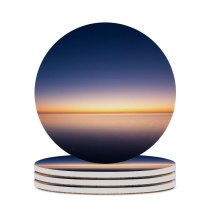 yanfind Ceramic Coasters (round) Sunset Beach Beautiful Scenery Ocean Clear Sky Horizon Seascape Family Game Intellectual Educational Game Jigsaw Puzzle Toy Set