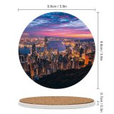 yanfind Ceramic Coasters (round) Simon Zhu Hong Kong Cityscape Night City Lights Metropolitan  Aerial Family Game Intellectual Educational Game Jigsaw Puzzle Toy Set