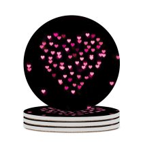 yanfind Ceramic Coasters (round) Love Hearts Bokeh Glowing Lights Vibrant Blurred Heart Valentines Love Heart Family Game Intellectual Educational Game Jigsaw Puzzle Toy Set