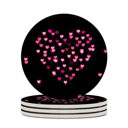 yanfind Ceramic Coasters (round) Love Hearts Bokeh Glowing Lights Vibrant Blurred Heart Valentines Love Heart Family Game Intellectual Educational Game Jigsaw Puzzle Toy Set