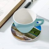 yanfind Ceramic Coasters (round) Youen California Mount Rainier National Park Washington State Landscape Lake Reflection Trees Family Game Intellectual Educational Game Jigsaw Puzzle Toy Set