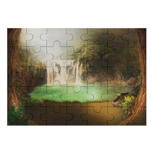 yanfind Picture Puzzle Dorothe Waterfall Forest Mystery Lake Scenic Surreal Foggy Family Game Intellectual Educational Game Jigsaw Puzzle Toy Set