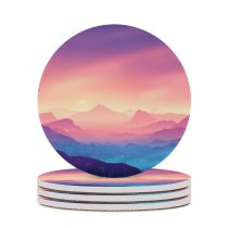 yanfind Ceramic Coasters (round) Coyle Valley Landscape Mountains Gradient Colorful Scenery Layers Panorama Family Game Intellectual Educational Game Jigsaw Puzzle Toy Set