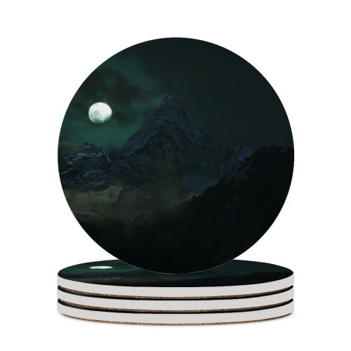 yanfind Ceramic Coasters (round) Berduu Black Dark  Mountains Night Dark Forest Family Game Intellectual Educational Game Jigsaw Puzzle Toy Set