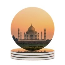 yanfind Ceramic Coasters (round) Taj Mahal India Sunset Sky Wonders Landscape Landmark Famous Place Tourist Attraction Family Game Intellectual Educational Game Jigsaw Puzzle Toy Set