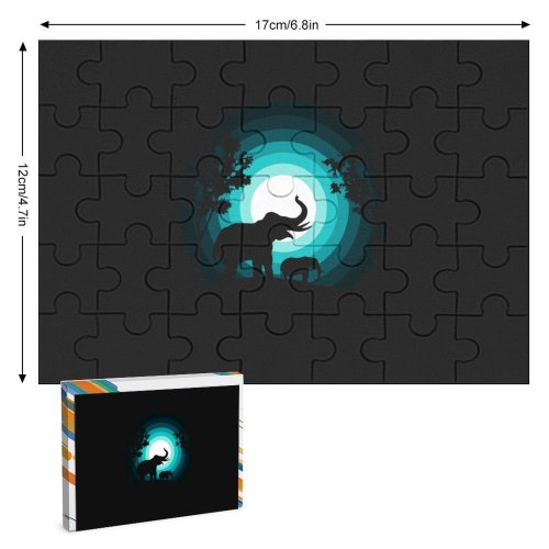 yanfind Picture Puzzle Suryapraveen Black Dark Minimal Elephant Elephant Cub Silhouette Night Family Game Intellectual Educational Game Jigsaw Puzzle Toy Set