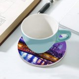 yanfind Ceramic Coasters (round) Zac Ong York City Night Cityscape Purple City Lights Suspension  Buildings Family Game Intellectual Educational Game Jigsaw Puzzle Toy Set