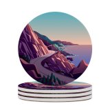 yanfind Ceramic Coasters (round) Coastline  Pass Road Morning Daylight Scenery MacOS Big Sur IOS Family Game Intellectual Educational Game Jigsaw Puzzle Toy Set