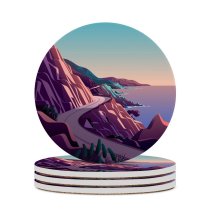 yanfind Ceramic Coasters (round) Coastline  Pass Road Morning Daylight Scenery MacOS Big Sur IOS Family Game Intellectual Educational Game Jigsaw Puzzle Toy Set