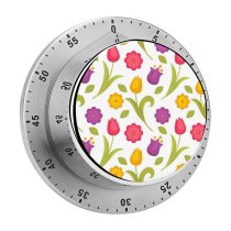 yanfind Timer Decor  Bloom Drawn  Agriculture Garden Ornament Fabric Seamless Summer Beautiful 60 Minutes Mechanical Visual Timer