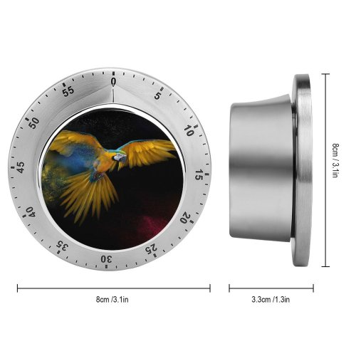yanfind Timer Dark Macaw  Feathers Colorful  Bird 60 Minutes Mechanical Visual Timer