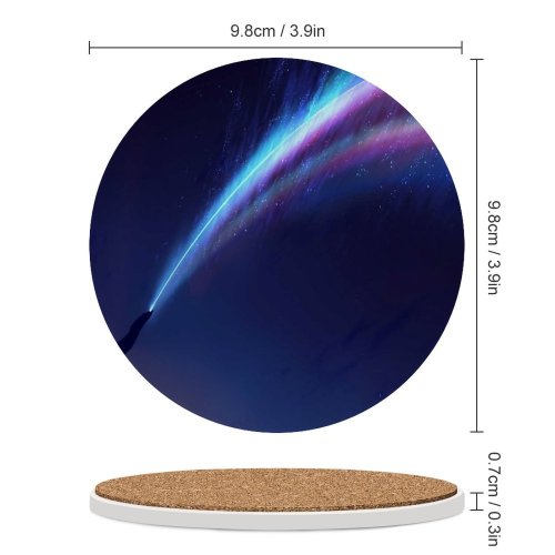 yanfind Ceramic Coasters (round) Fantasy Fleeting Dive Lighting Silhouette Sky Space Meteors Dream Family Game Intellectual Educational Game Jigsaw Puzzle Toy Set