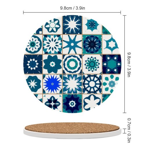 yanfind Ceramic Coasters (round) Spanish Arabic Flooring Flower Retro  Transparent Tradition Portugal Patchwork Decoration Paisley Family Game Intellectual Educational Game Jigsaw Puzzle Toy Set