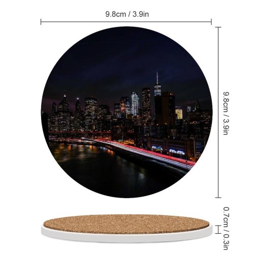 yanfind Ceramic Coasters (round) Zac Ong Black Dark York City Night Cityscape City Lights Timelapse Night Family Game Intellectual Educational Game Jigsaw Puzzle Toy Set
