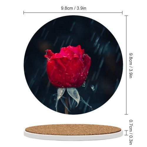 yanfind Ceramic Coasters (round) Comfreak Flowers Dark Rose  Drops Closeup Family Game Intellectual Educational Game Jigsaw Puzzle Toy Set