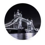 yanfind Ceramic Coasters (round) William Warby Black Dark   London River Thames Dark Lights Cityscape Family Game Intellectual Educational Game Jigsaw Puzzle Toy Set